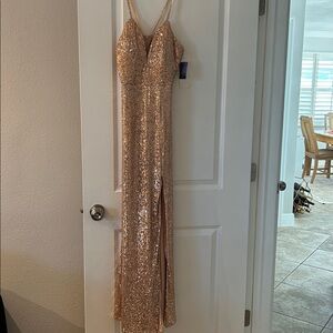 Morgan & Co. Rose Gold Sequin Dress
